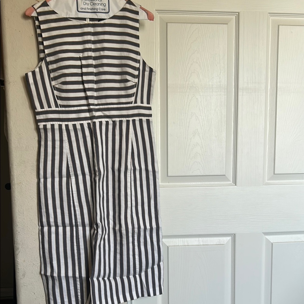 Dark greyish and White Striped Sleeveless Dress